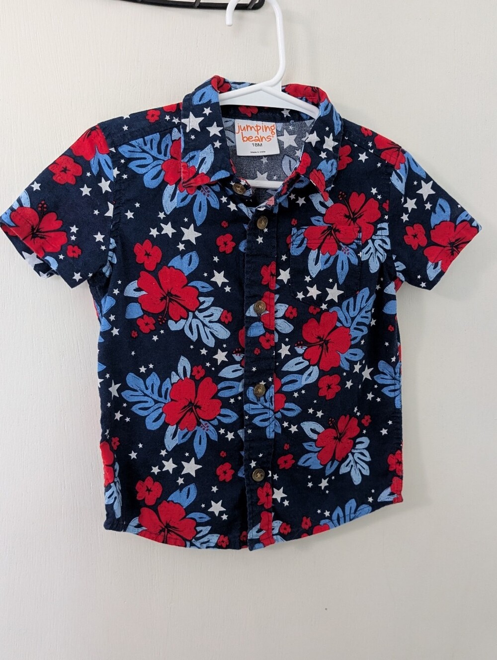 Fourth Of July Jumping Beans Navy Floral Button-Down Shirt